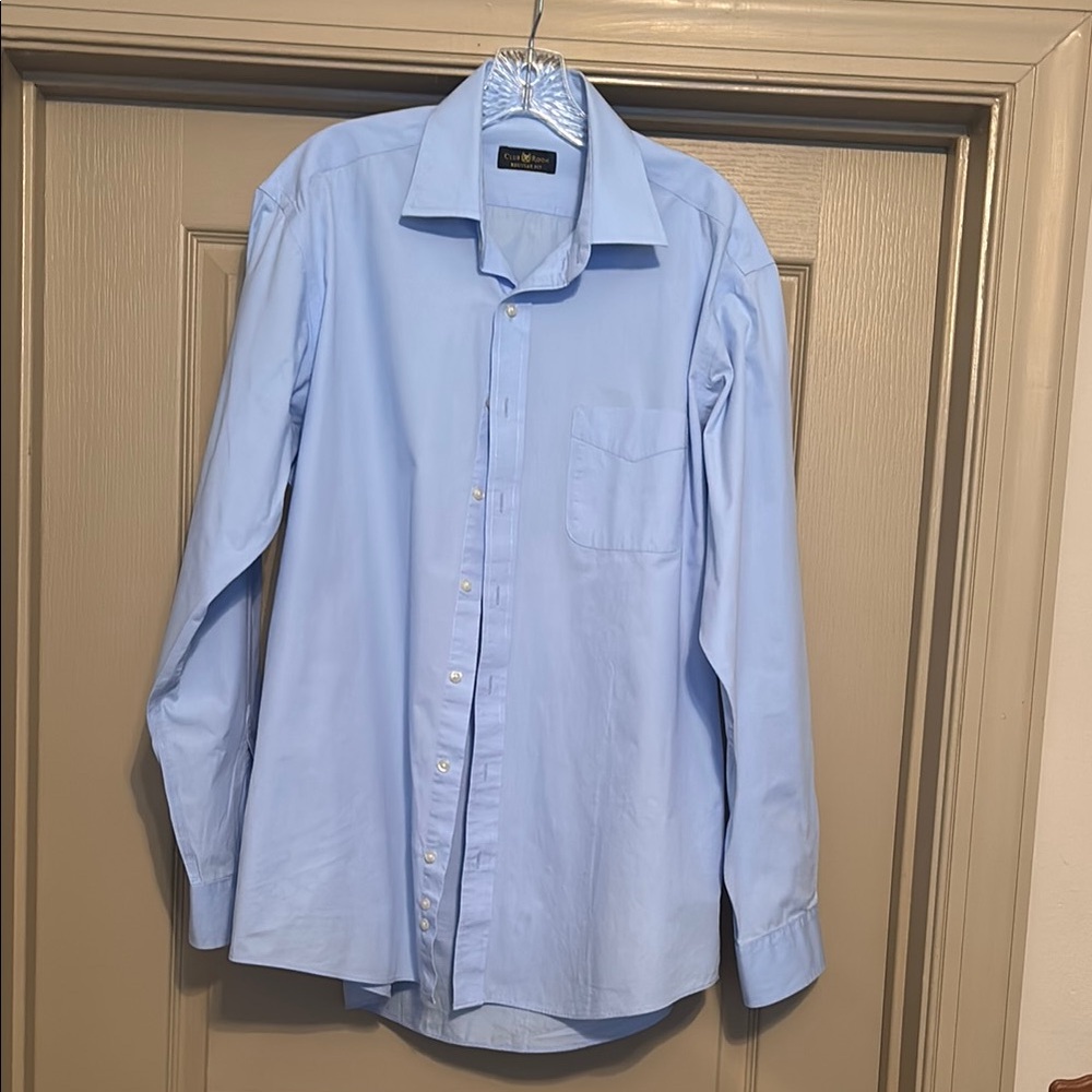 Club Room Blue Dress Shirt Elegant Cotton Blend